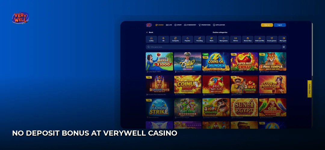 VeryWell Casino website screenshot