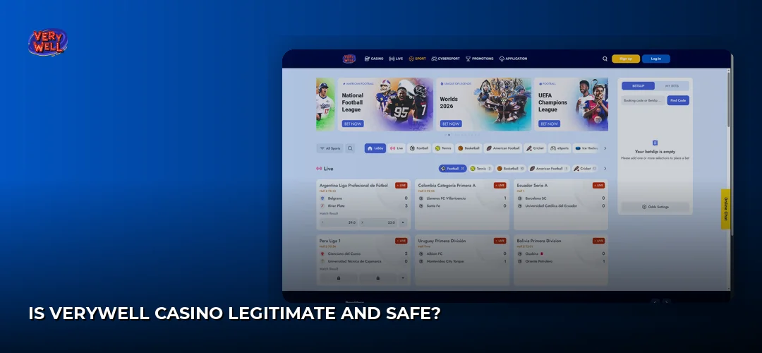 VeryWell Casino website screenshot