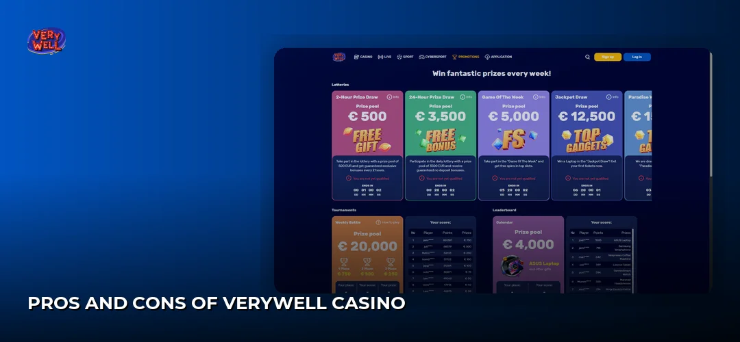 VeryWell Casino website screenshot