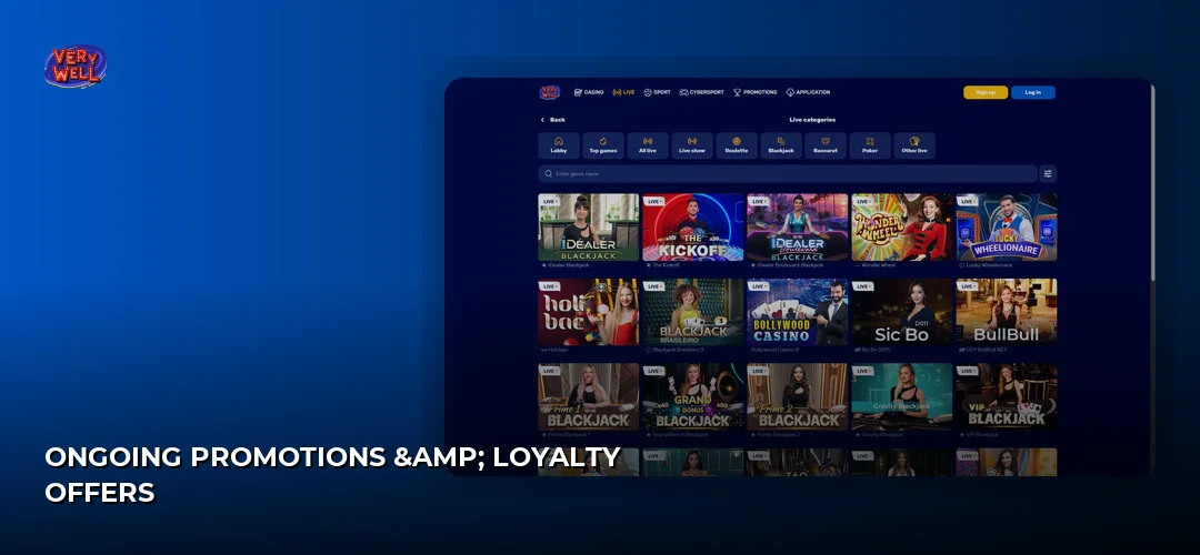 VeryWell Casino website screenshot