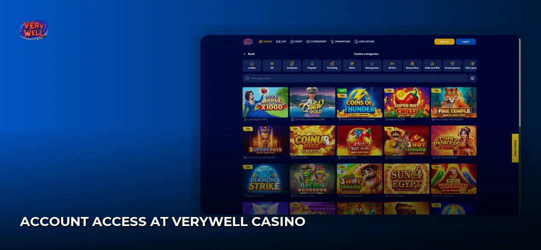 VeryWell Casino website screenshot