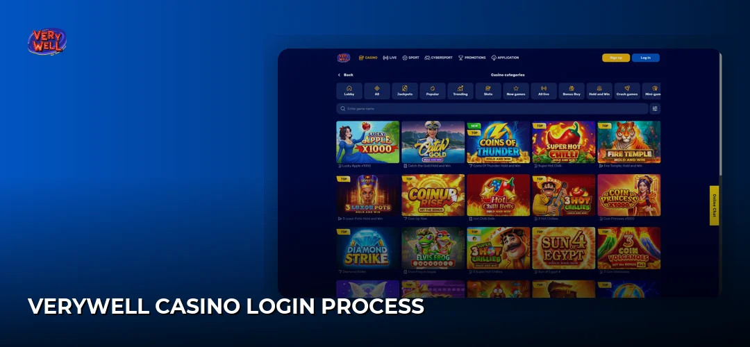 VeryWell Casino website screenshot