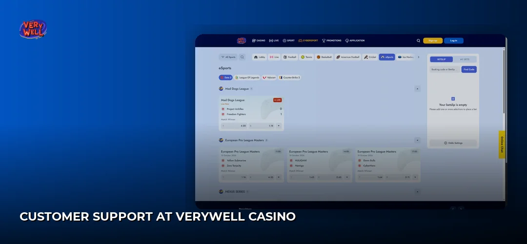VeryWell Casino website screenshot