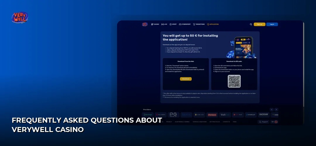 VeryWell Casino website screenshot